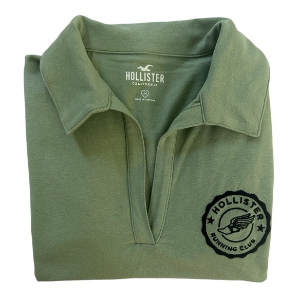 Holister Crop Polo T Shirt ~ Olive Size: M - Picture 1 of 4